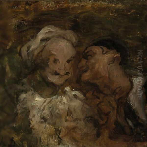 Crespin Et Silvestre Oil Painting by Honore Daumier