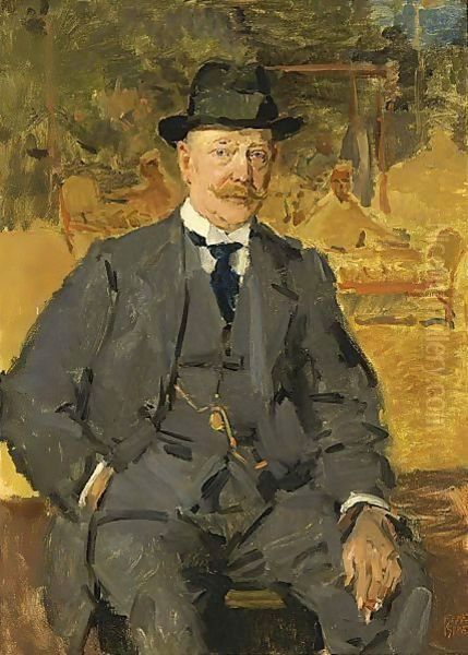 A Portrait Of The Art Dealer J. Slagmulder Oil Painting by Isaac Lazarus Israels