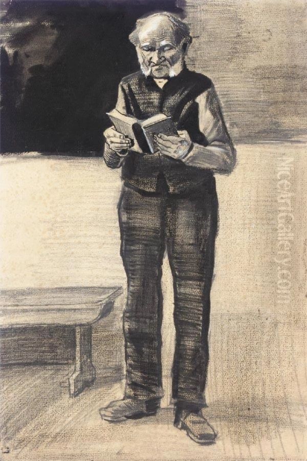 Man Standing, Reading A Book Oil Painting by Vincent Van Gogh
