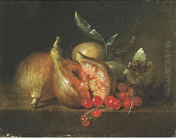 Still Life With Figs And Red Currants Oil Painting by Jean-Baptiste Oudry