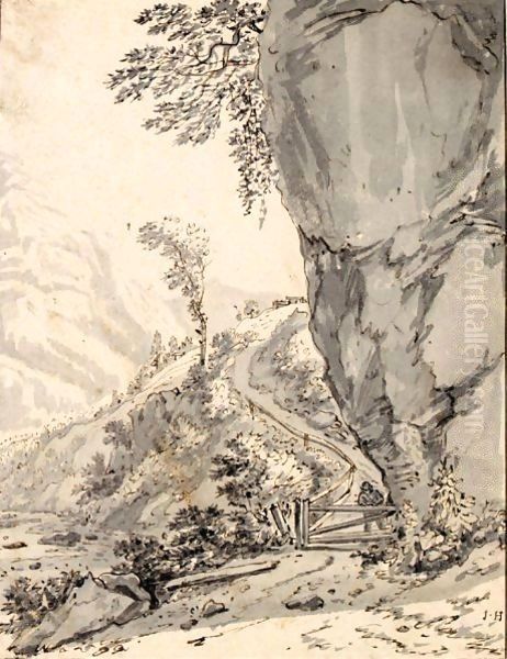 View Of An Alpine Valley (Glarus) Oil Painting by Jan Hackaert