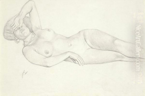 Lying Female Nude Oil Painting by Felix Edouard Vallotton