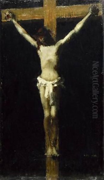 Christ On The Cross Oil Painting by Jean-Jacques Henner
