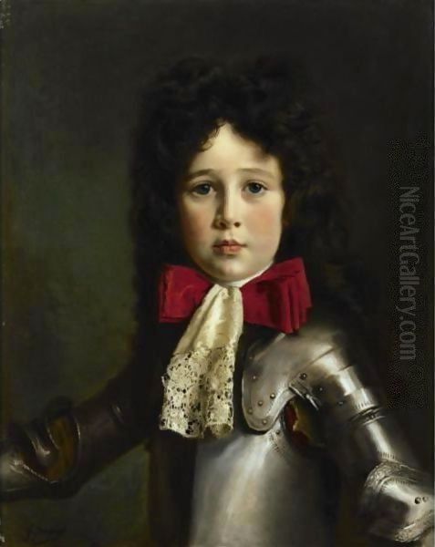 Portrait Of Louis-Rene-Antoine Alexandre De Gramont, Five Years Old, In Costume Oil Painting by Jacquet Gustave