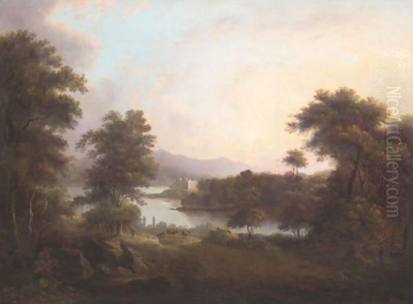 View Of A Lochside Castle Oil Painting by Alexander Nasmyth