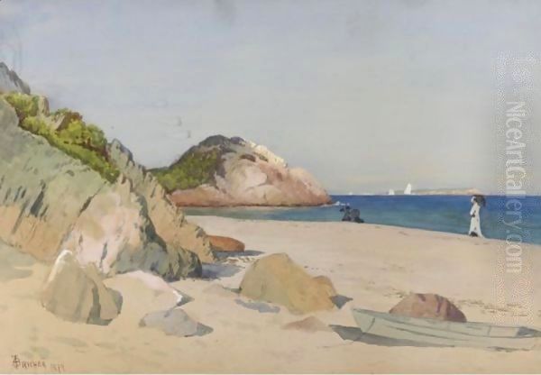 Promenade On The Beach Oil Painting by Alfred Thompson Bricher