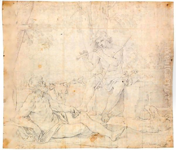 Mercurio E Argo Oil Painting by Simone Cantarini (Pesarese)