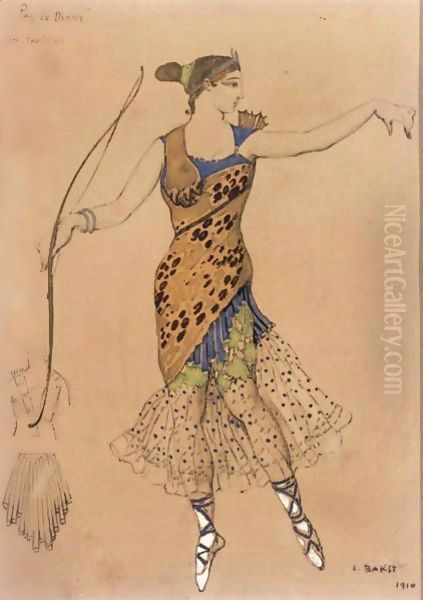 Costume Designs From The Ballet 'La Fee De Poupees' Oil Painting by Leon Samoilovitch Bakst