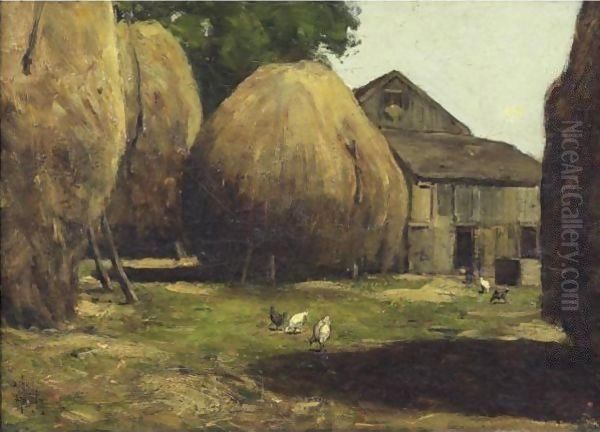 Haystacks Oil Painting by Childe Hassam