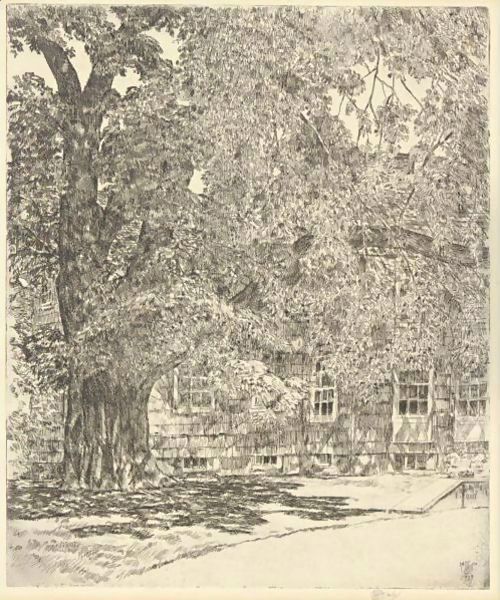 Old Mulford House Oil Painting by Childe Hassam