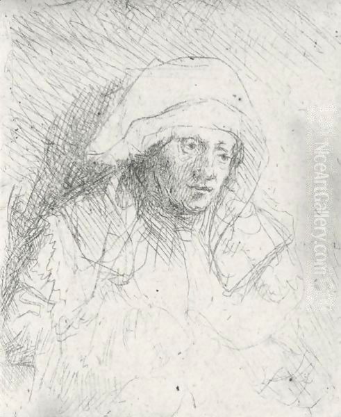 Sick Woman With A Large White Headdress Oil Painting by Harmenszoon van Rijn Rembrandt