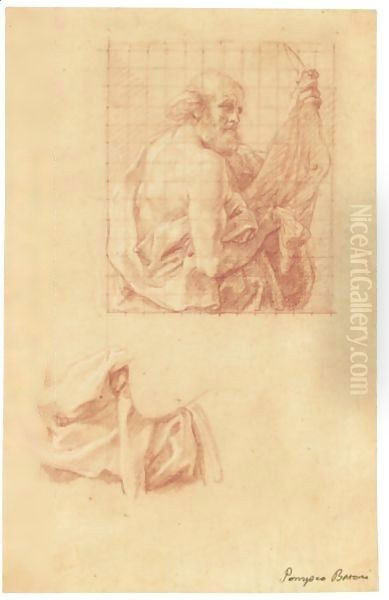 Study For A Painting Of St Bartholomew, And A Further Study Of His Drapery Oil Painting by Pompeo Gerolamo Batoni