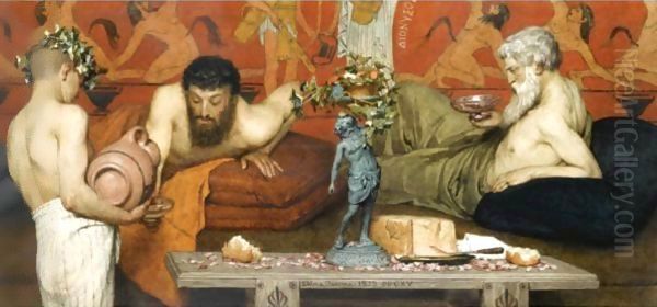 Greek Wine Oil Painting by Sir Lawrence Alma-Tadema
