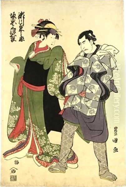 Segawa Kikunojo III And Bando Mitsugoro II In Unidentified Roles Oil Painting by Toyokuni