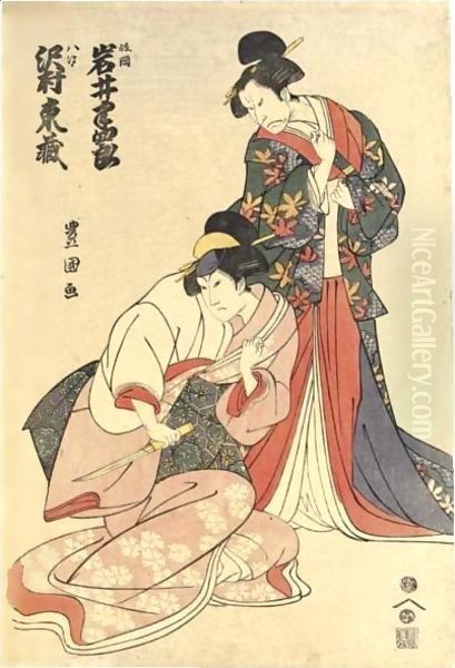 Iwai Hanshiro IV As Masaoka And Sawamura Tozo As Yashio Oil Painting by Toyokuni