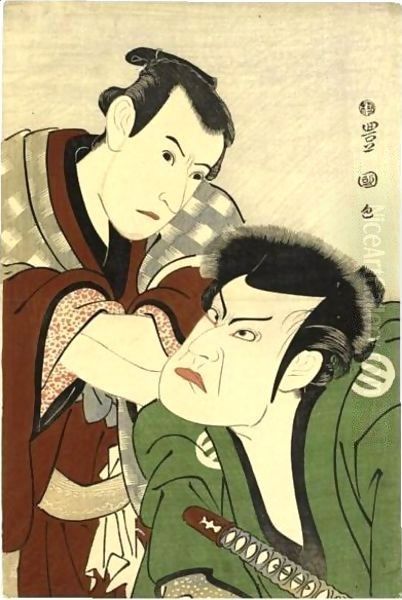 Kataoka Nizaemon VII As Kyogoku Takumi And Ichikawa Yaozo III As Keyamura Rokusuke Oil Painting by Toyokuni