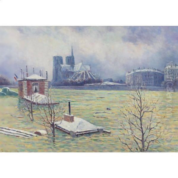 Notre-Dame De Paris, L'Inondation Oil Painting by Maximilien Luce