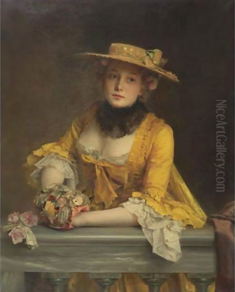 The Yellow Dress Oil Painting by Jacquet Gustave