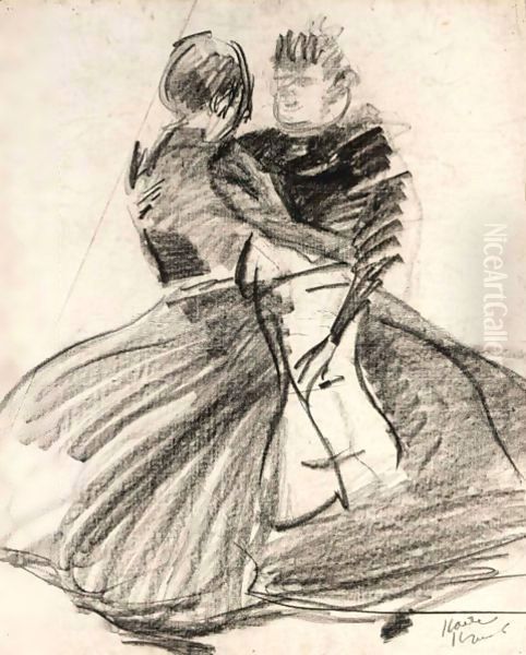 Two Girls Dancing Oil Painting by Isaac Lazarus Israels