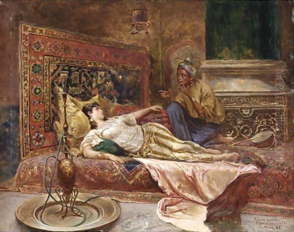 Reclining Odalisque Oil Painting by Ferencz-Franz Eisenhut
