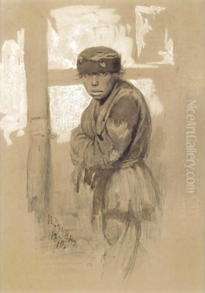 Street Urchin Oil Painting by Repin Iliya