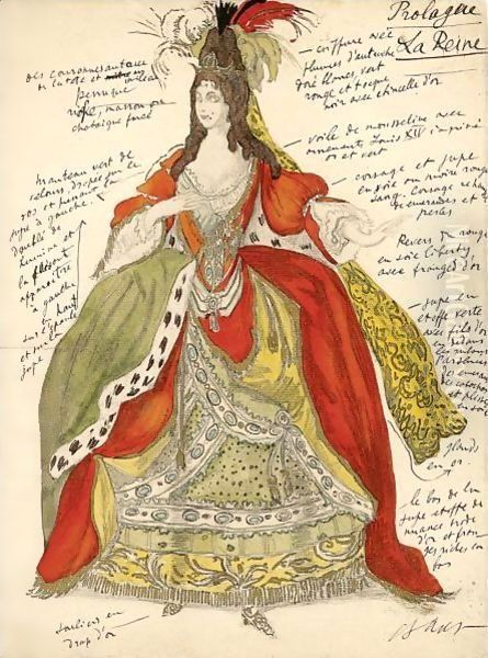 Costume Design For The Production Prologue La Reine Oil Painting by Leon Samoilovitch Bakst