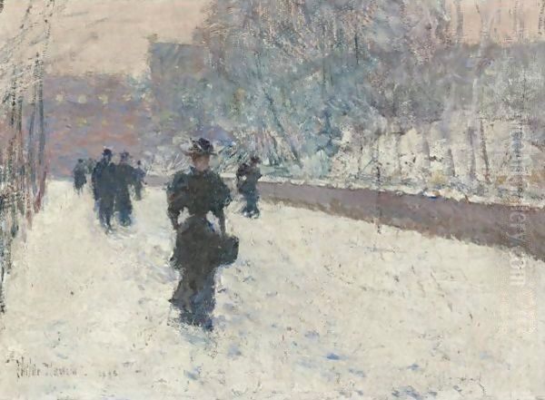 Promenade-Winter New York Oil Painting by Childe Hassam