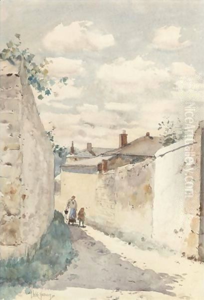 Street - Auvers Sur L'Oise Oil Painting by Childe Hassam