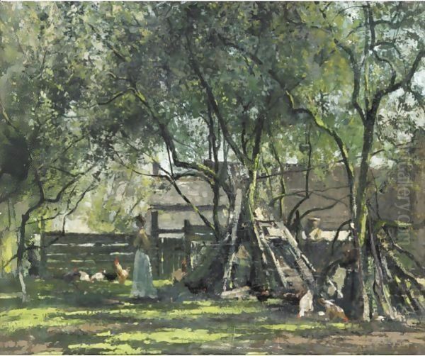 A Summer's Day At The Farm Oil Painting by William Page Atkinson Wells