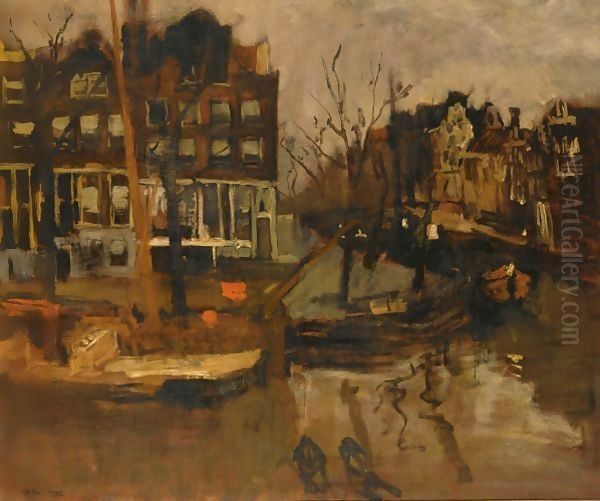 A View Of The Brouwersgracht, Amsterdam Oil Painting by George Hendrik Breitner