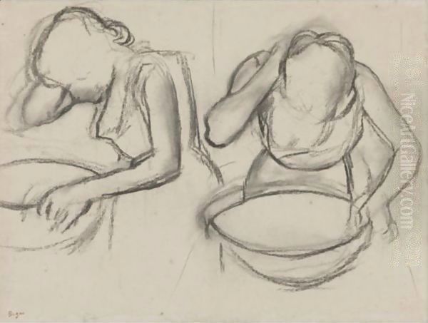 Femme A Sa Toilette (Deux Etudes) Oil Painting by Edgar Degas