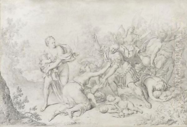 The Massacre Of The Innocents Oil Painting by Willem Van Mieris Leiden