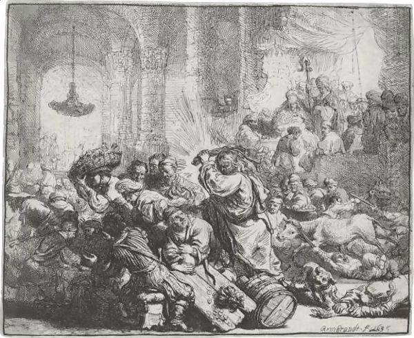 Christ Driving The Money Changers From The Temple 3 Oil Painting by Harmenszoon van Rijn Rembrandt