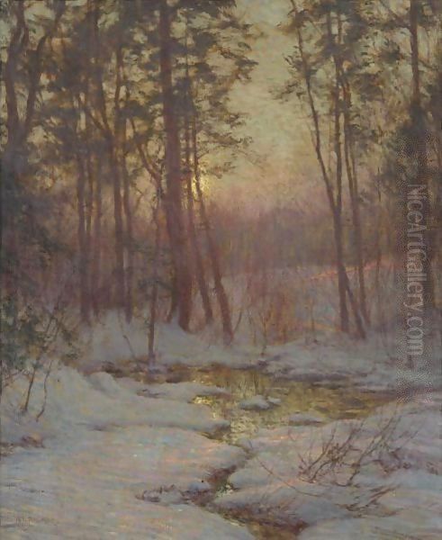 Winter Stream At Sunset Oil Painting by Walter Launt Palmer