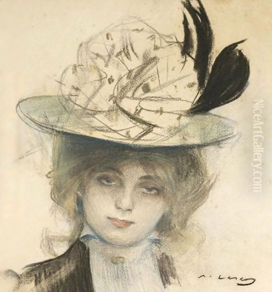 Retrato De Una Joven (Portrait Of A Young Woman) Oil Painting by Ramon Casas