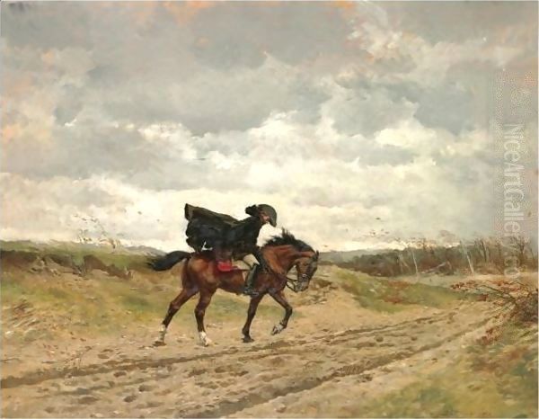 Le Voyageur (Le Marechal Ney A Cheval Luttant Contre Le Vent) Oil Painting by Jean-Louis-Ernest Meissonier