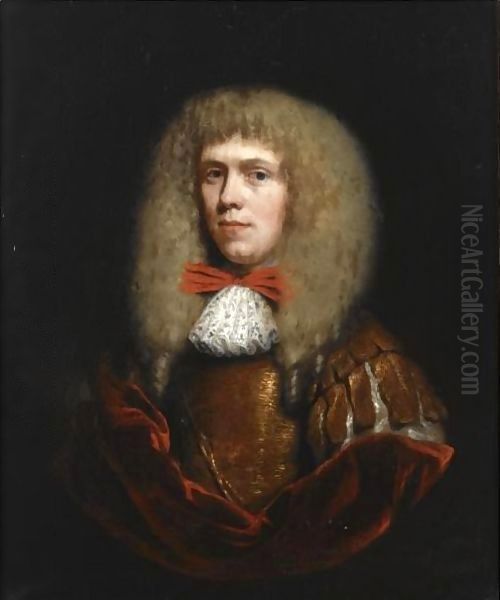 A Portrait Of A Gentleman Wearing A Gold Coat Oil Painting by Nicolaes Maes