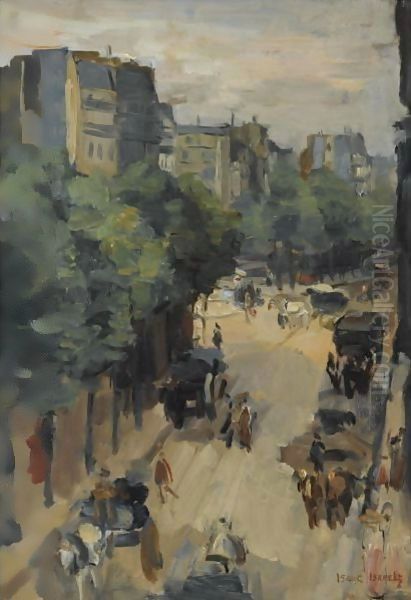 A Street Scene In Paris Oil Painting by Isaac Lazarus Israels