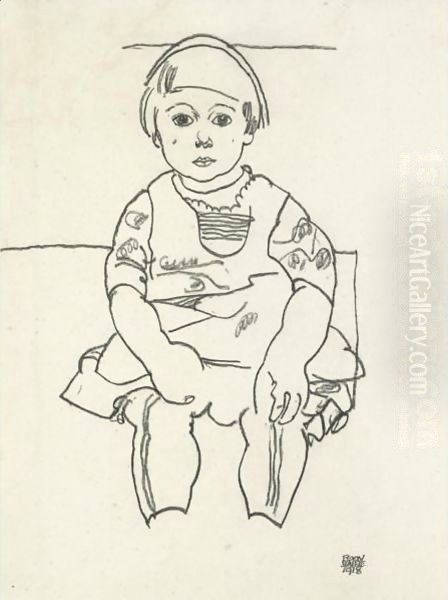 Portrat Eines Kindes (Portrait Of A Child) Oil Painting by Egon Schiele