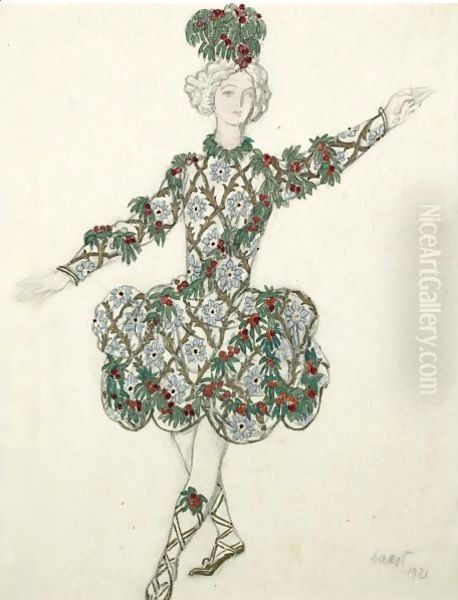 Costume Design For The Page Of The Cherry Fairy From A Production Of The Sleeping Beauty Oil Painting by Leon Samoilovitch Bakst