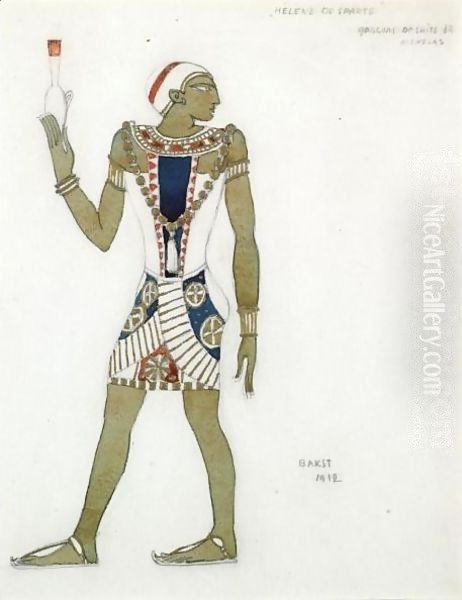 Costume Design For A Young Attendant To Menelas In A Production Of Helen De Sparte Oil Painting by Leon Samoilovitch Bakst
