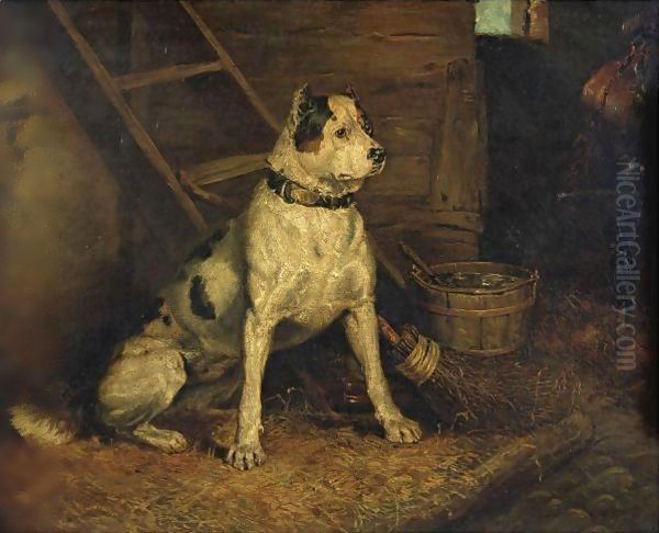 A Dog In A Stable Oil Painting by Sir Edwin Henry Landseer