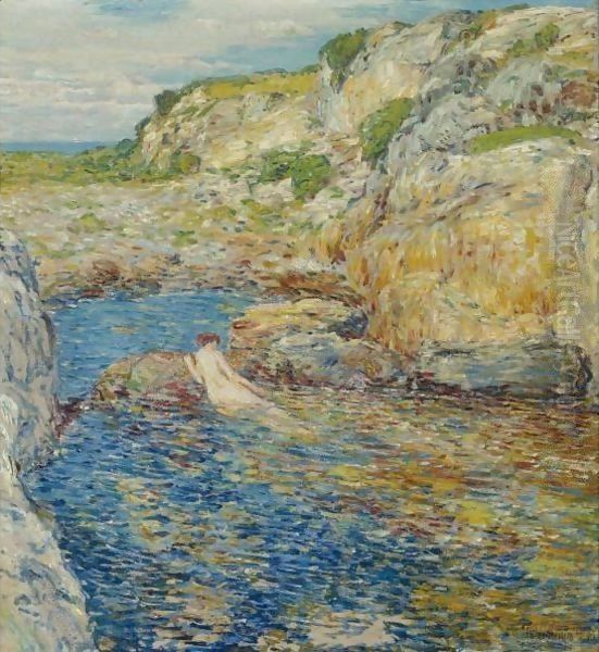 Rockweed Pool Oil Painting by Childe Hassam