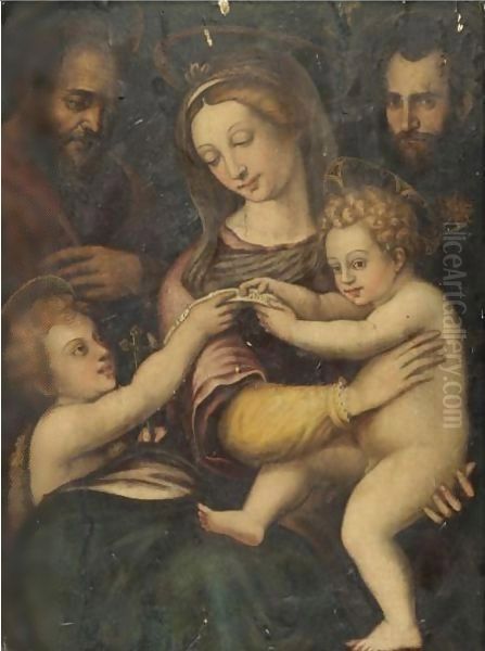 The Holy Family With The Infant Saint John The Baptist And Saint Nicholas Of Tolentino Oil Painting by Raphael