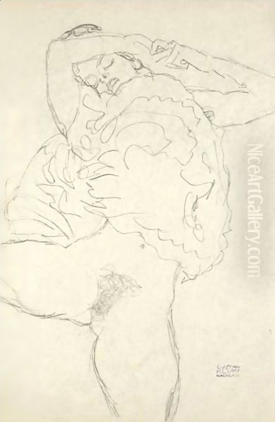 Liegender Halbakt Mit Gespreizten Beinen Oil Painting by Gustav Klimt