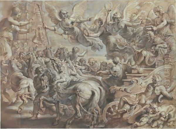 Scipio Welcomed Outside The Gates Of Rome, After Giulio Romano Oil Painting by (studio of) Rubens, Peter Paul