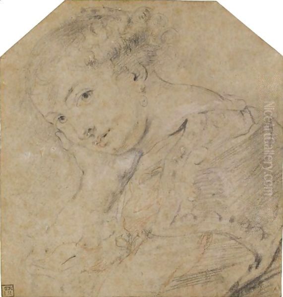 Study Of A Young Woman (Helene Fourment) Oil Painting by (studio of) Rubens, Peter Paul