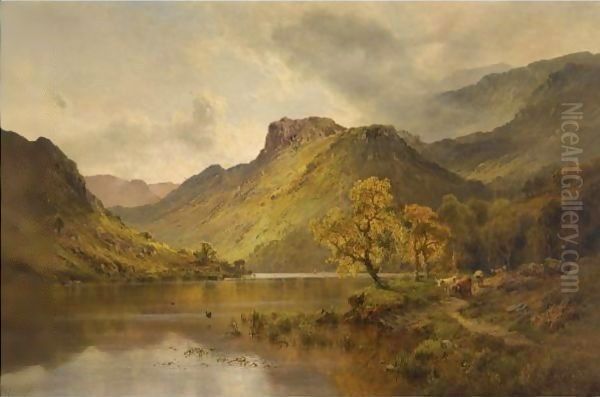 The Gwynant Valley, North Wales Oil Painting by Alfred de Breanski