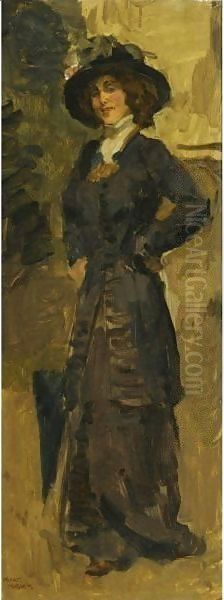 Sophie De Vries In An Elegant Dress Oil Painting by Isaac Lazarus Israels