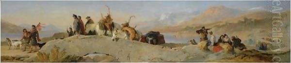Return From The Staghunt Oil Painting by Sir Edwin Henry Landseer